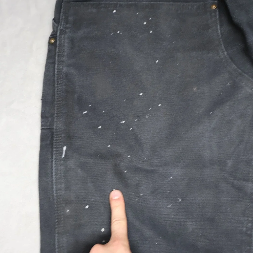 Carhartt Pants Mens 40x29 Black Loose Straight Washed Duck Double Knee B136 READ